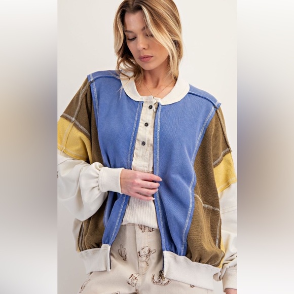 Easel Multicolor Patchwork Jacket - Picture 3 of 5